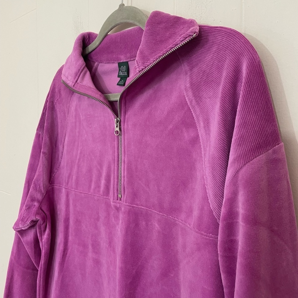 Wild Fable NEW Purple Velour Quarter Zip Pullover Top Size XS Jewel Tone Cozy
